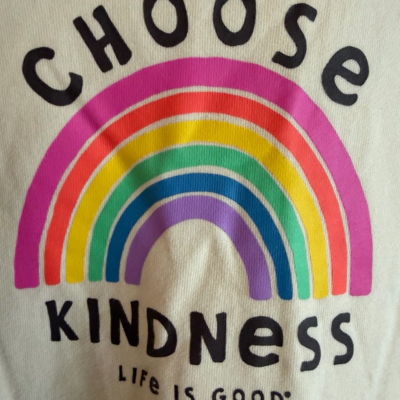 LIFE IS GOOD Small Choose Kindness Rainbow Spell Out Cotton Hoodie Athleisure - Picture 6 of 8